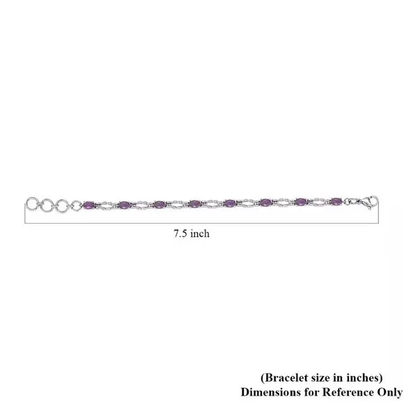 Amethyst 3.35 ctw Line Bracelet in Stainless Steel (7.25 In) - Picture 2 of 6